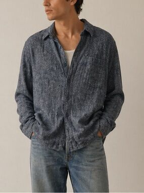 Men’s American Rag Blue Casual Flannel-Like Button Down size Large